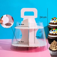 Benutzer definierter Griff Dessert Tower Karton Verpackungs box Sweet Cake Box Plastik fenster mit Band Logo Geschenk boxen Cupcake