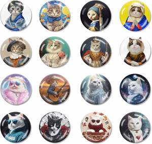Customized 16 Pcs Creative Funny Cute Cat Decorative Refrigerator Glass Fridge <b>Magnets</b> for Kitchen Office Whiteboard - Product Image 2