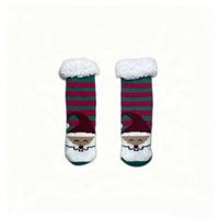 Chaussettes-pantoufles jetables respirantes pour enfants, motif animaux de dessin animé et Père Noël, avec picots antidérapants, tricot classique, hiver