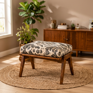 Pouf rectangulaire moderne en bois, siège d'appoint rembourré, en bois massif, pour décoration intérieure, salon, table de bienvenue, usage intérieur - Product Image 3