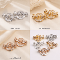 Connecteur Fermoir Rond en Zircon Baguette Plaqué Or 14K pour la Fabrication de Colliers et Bracelets (Vente en Gros)