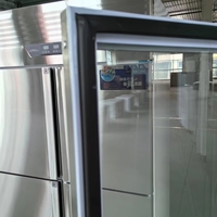 Réfrigérateur et congélateur vertical commercial à quatre portes à double température en acier inoxydable