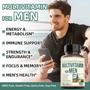 Complément nutritionnel multivitaminé quotidien complet pour la santé et la vitalité des hommes adultes en capsules faciles à avaler - Product Image 1