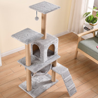 Grande tour d'escalade pour chat en peluche, griffoir en bois et sisal, maison de chat tout-en-un, jouet pour chat d'intérieur