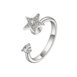Anillos Giratorios Ajustables de Cobre Chapado en Oro Ecológico con Zirconia, Joyería Antiestrés para Niñas - Product Image 1