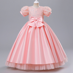 Vestido Formal <span class=keywords><strong>de</strong></span> encaje <span class=keywords><strong>de</strong></span> manga corta para niños con cola larga estilo princesa flor niña esmoquin fiestas <span class=keywords><strong>de</strong></span> cumpleaños traje <span class=keywords><strong>de</strong></span> boda para niños - Product Image 2