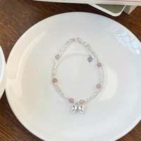 Bracelet en quartz Bowei, argent sterling S925, quartz fraise, bijoux exquis pour filles, petites perles