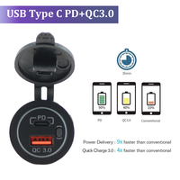 Prise USB C marine 12V avec port PD3.0 et charge rapide 3.0 18W, chargeur USB pour voiture et camping-car avec interrupteur d'alimentation