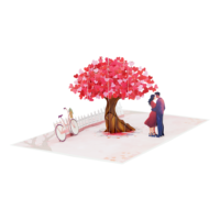 Kartu Ucapan 3D Pop-up Pohon Cinta untuk Pasangan, Hadiah Hari Valentine, Ulang Tahun Pernikahan, Seni Kertas Buatan Tangan, Koleksi, Multiwarna