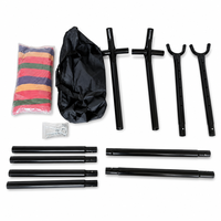 Hamac en tissu rayé avec support, balançoire suspendue pliable, légère, pour 1 à 2 personnes, camping en plein air, randonnée
