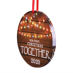 La nostra Prima Di <span class=keywords><strong>Natale</strong></span> Insieme 2020, 3 "Rustico 1st Festa Ricordo Ornamento Di <span class=keywords><strong>Natale</strong></span>, Fidanzato Fidanzata di Quarantena Regalo - Product Image 5