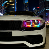 Phares Angel Eyes Halo LED en Cristal Acrylique RGBW Séquentiel Multicolore avec Contrôle par Application pour Rénovation Automobile BMW E90 E92 F10 F30