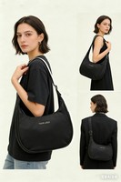 Sac à bandoulière en nylon personnalisé avec fermeture éclair et doublure, sac de lune mini dumpling à sangle unique pour femme, idéal pour l'été