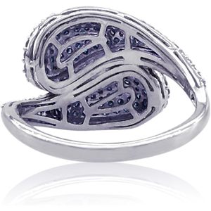 Jewelspaark <b>Diamond</b> <b>Ring</b> 1.05 Cttw Round Cut White And Blue Enhanced Natural Stones 925 Sterling Silver Engagement Jewelry For - Product Image 3