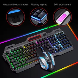 TF600 RGB LED rétro-éclairé <span class=keywords><strong>clavier</strong></span> de mécanicien de jeu 104 touches <span class=keywords><strong>avec</strong></span> ensemble de <span class=keywords><strong>souris</strong></span> USB filaire plaque métallique bureau pour les joueurs - Product Image 4