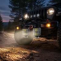 Phare de travail carré LED 4 pouces à 16 perles, bicolore blanc et ambre, pour SUV et camion tout-terrain