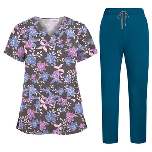 Printed Scrubs Set Uniforms Custom Design Medical Workwear Wholesale <strong>Nurse</strong> <strong>Outfit</strong> - Product Image 4