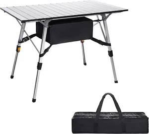 Table de camping pliante YASN Table de camp en aluminium avec table de table enroulable Oxford Table portable légère pour barbecue de plage en plein air