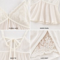 Ensemble deux pièces OEM pour femme, vêtements de détente de haute qualité, caraco en dentelle florale, short à volants avec panneau transparent et lien au dos, logo personnalisé