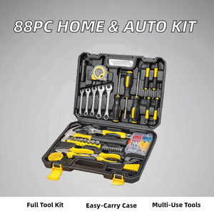 Kit d'outils complet pour la maison et les véhicules CiHOO de 88 pièces avec composants métalliques, marteau, pinces, clés <span class=keywords><strong>à</strong></span> douilles et plus encore, dans un coffret rigide - Product Image 2