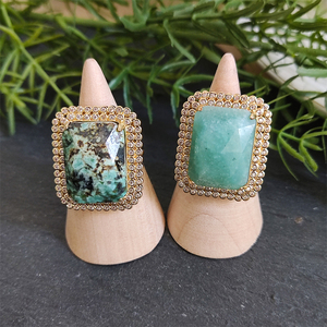 Wholesale Cheap <strong>Price</strong> <strong>Real</strong> Gemstone Rings Natural African <strong>Turquoise</strong> Sunstone Labradorite Amethyst Obsidian Adjustable Cz Ring