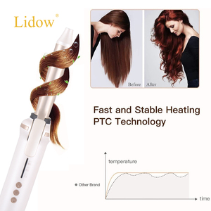 <span class=keywords><strong>Rizador</strong></span> de pelo automático con revestimiento de cerámica, rizos de larga duración para todo tipo de cabello, temperatura ajustable, pantalla LCD, USB eléctrico - Product Image 3