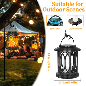 Lámpara Solar con Efecto de Llama Realista para Exteriores, Jardín, Patio, Estilo Vintage, con Soporte para Poste - Product Image 4