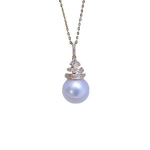 Collier pendentif en perle d'eau douce de 11-12 mm, blanc, forte luminosité, faibles défauts, chaîne claviculaire en argent S925, édition coréenne pour femme - Product Image 5