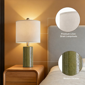 Lámpara de mesa de cerámica moderna E26 con pantalla LED de color blanco para decoración de sala de estar y dormitorio - Product Image 2