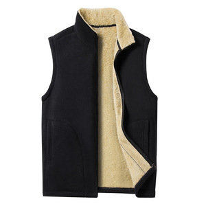 <strong>Mens</strong> Polyester Vest With Comfortable <strong>Fleece</strong> Winter Sherpa Inner Outdoor Vest Sleeveless Thick <strong>Gilet</strong> - Product Image 1