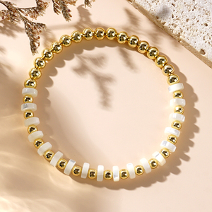 Nouveau luxe <span class=keywords><strong>18k</strong></span> or rempli perles Bracelets femmes mode charme étanche en acier inoxydable or perlé Bracelet bijoux pour cadeau - Product Image 6