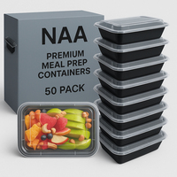 Grenbos Wegwerp Servies Zwarte Voedselcontainers Met Doorzichtig Deksel Plastic Voedselbereidings- & Afhaalschaal Ronde Schaal Hoge Kwaliteit Servies