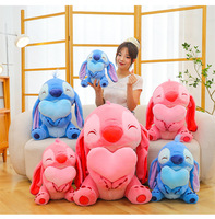 Nouvelle peluche Stitch en forme de cœur avec fleurs, coussin poupée Stitch