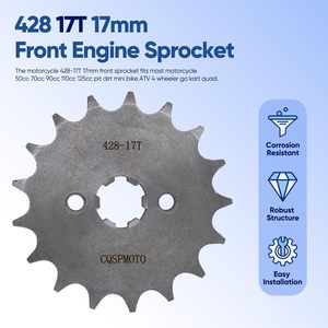 Pignon avant 428 17T 17mm pour VTT et <span class=keywords><strong>Quad</strong></span> <span class=keywords><strong>50</strong></span>-160cc TaoTao Roketa Coolster Sunl Lifan Zongshen <span class=keywords><strong>Apollo</strong></span> – Vente directe usine - Product Image 2