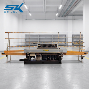 Máquina de Pulido y Biselado de Vidrio de Línea Recta con 4 Husillos y 9 Cabezas de Pulido, Controlada por PLC, Accionada por Motor, 220V/380V - Product Image 1