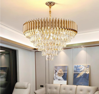 Lustre suspendu LED en cristal pour la maison, cristal K9 doré, NOUVEAU, style nordique moderne, rond, intérieur, noir, lampe suspendue en cristal pour salon