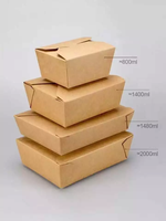 Wegwerp Kraftpapier Doos Rechthoekige Lunchbox Afhaallunch Fast Food Papieren Doos Eco Vriendelijk