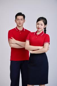 Regular corto 200 gramos en Blanco alto estiramiento Retención de forma suave cómodo poliéster Spandex tejido 50D Polo rojo - Product Image 5