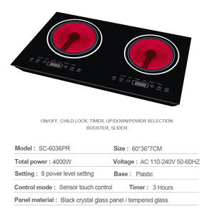 Elektrikli seramik soba 2 brülör siyah kristal seramik elektrikli soba Granit tezgah için inşa - Product Image 3