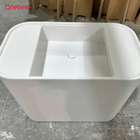 Lavabo autoportant en pierre artificielle polie pour hôtel, usage commercial, lavabo médical pour salle de bain