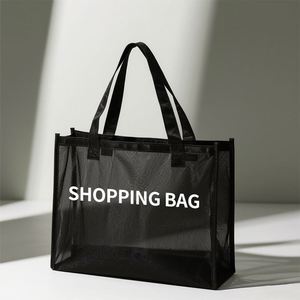 Bolsa de Compras de Malla Transparente Negra de Alta Calidad al por Mayor con Asas Reforzadas para Viajes a la Playa y Compras Diarias - Product Image 1