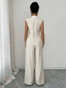 Conjunto de 2 Piezas <span class=keywords><strong>para</strong></span> Mujer, Blazer y Pantalones de Pierna Ancha de Cintura Alta, Traje de Oficina, Venta al Por Mayor, Nueva Llegada 2026 - Product Image 3
