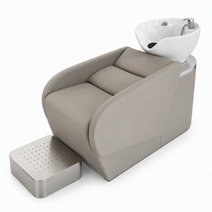 Station de lavage de cheveux pour salon de beauté avec bac en céramique inclinable et siège réglable - Product Image 2