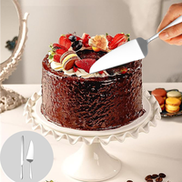 Ensemble couteau et spatule à gâteau en acier inoxydable, manche long, coupe-dessert, spatule à pizza, couteau à pain pour mariage, anniversaire, pâtisserie