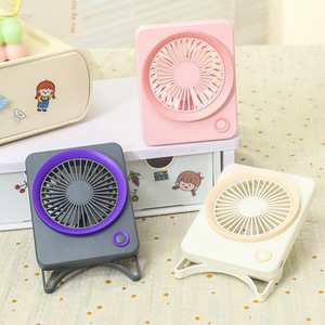 Portable <b>Square</b> USB Fan 5W Rechargeable <b>Battery</b> Handheld Desk Cooling Fan With Button Control For Indoor Outdoor Use - Product Image 2