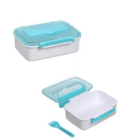 Caixa bentô para almoço infantil, garfo, lancheira com micro-ondas/freezer/máquina de lavar louça