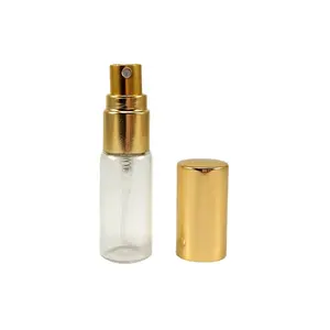 Botol Atomizer Kaca Semprot 10 Ml, Botol Penyemprot Parfum Kecil dengan Penyemprot Emas Aluminium Isi 5 Ml 10 Ml