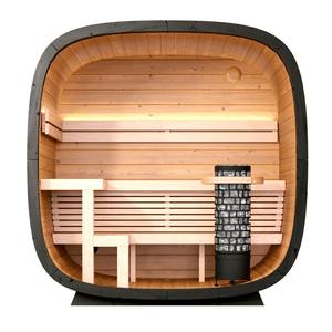 Sauna Exterior para Villa, de Madera Maciza de Abeto, Eléctrica, para 6 Personas, Vapor Húmedo, Ecológica, con Calentador de 6KW y Vidrio Templado de 8mm - Product Image 2
