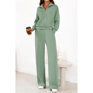 FOXA <b>Women's</b> 2 Piece Outfits Zip Up Sweatshirt Wide Leg Sweatpants Casual <b>Tracksuit</b> Lounge Sets - Product Image 2