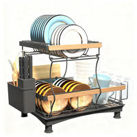 Égouttoir à vaisselle 2 niveaux en acier inoxydable pour usage domestique, support de séchage pour peinture en aérosol, égouttoir à vaisselle pour évier de cuisine et comptoirs, support pour bols